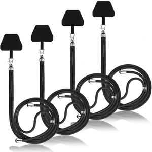 Weewooday 4 Pcs Phone Lanyard Crossbody Phone Strap Universal Cellphone Neck Lanyard with Patch for Women, Anti Theft(Black)