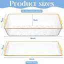 Baderke 2 Set 16" x 9" Plastic Chilled Serving Tray for Parties with Compartments Ice Chilled Party Platter Charcuterie Serving Board Cold Dish Dip for Fruit Seafood Vegetable Appetizer (Gold Rim)