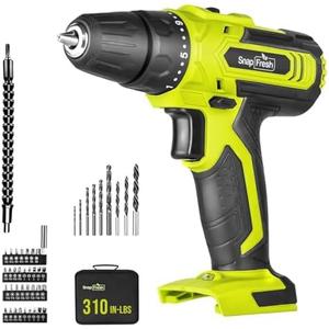 SnapFresh Cordless Drill, 20V Power Drill Set with 2 Variable Speed, 21+1 Torque Setting, Lightweight, LED, 43pcs Drill Bits, Impact Drill Set for Home, DIY (Battery & Charger Not Included)