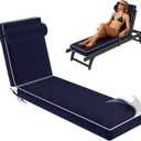Chaise Lounge Cushions Outdoor 80x23x4 Inch, Patio Lounge Chair Cushions w/High Density Foam, 4 Inch Pool Lounger Cushion w/Removable Cover Handles, Fits Poolside Patio Outdoor Furniture, Navy Blue
