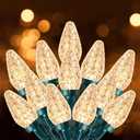 C9 Christmas Lights Outdoor, 81 FT 100 LED Connectable C9 String Lights with 8 Modes and Timer Extendable Xmas Tree Patio Roofline Garden Yard Holiday Party Indoor Outdoor Decoration, Warm White