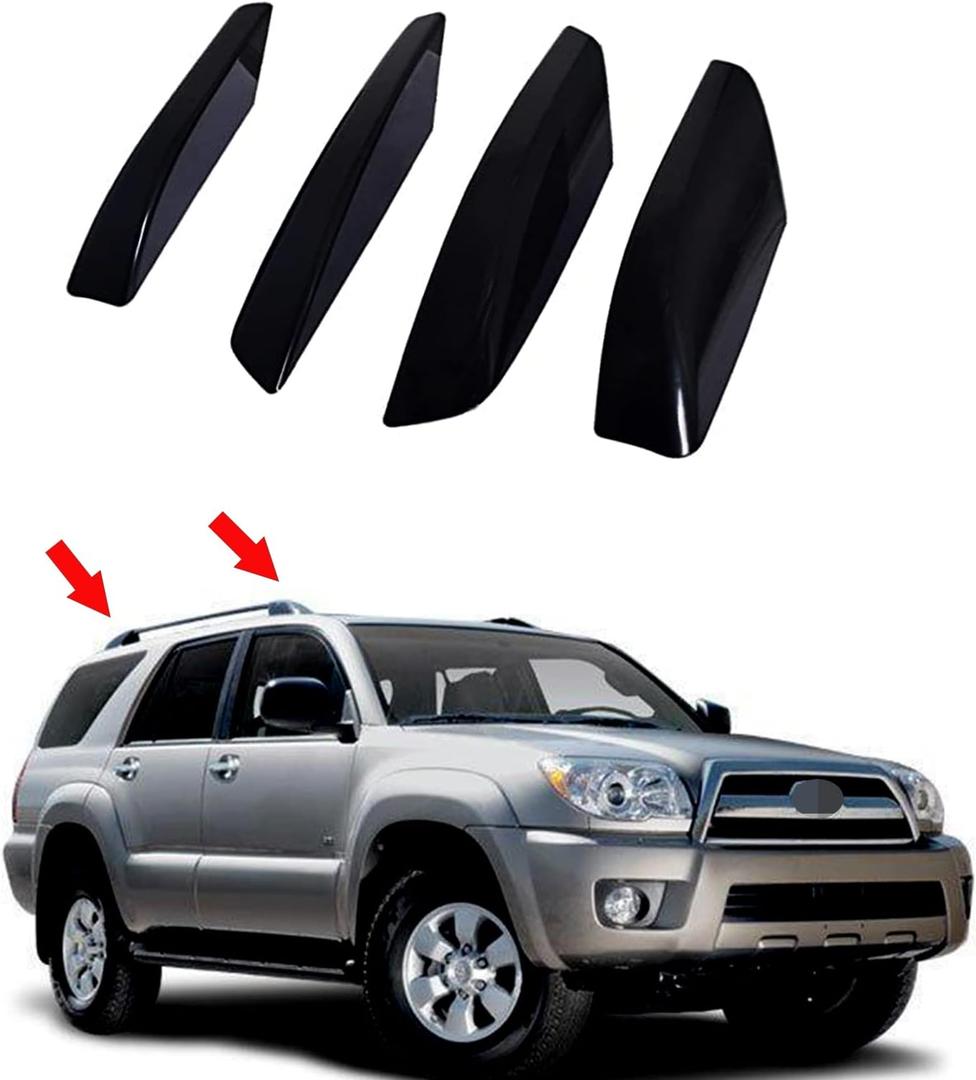 Tocatus Roof Cargo Rack Rail End Cover Shell Cap Trim for 2003-2009 Toyota 4Runner SW4 N210, Black, 4pcs