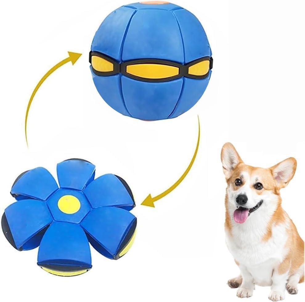 UFO Magic Balls, Portable Pet Toy Flying Saucer Ball, Creative Doggy Disc Ball Stomp, Decompression Flying Flat Throw Dog Balls Toy for Childrens Kids Sports, Outdoor Games(Blue)