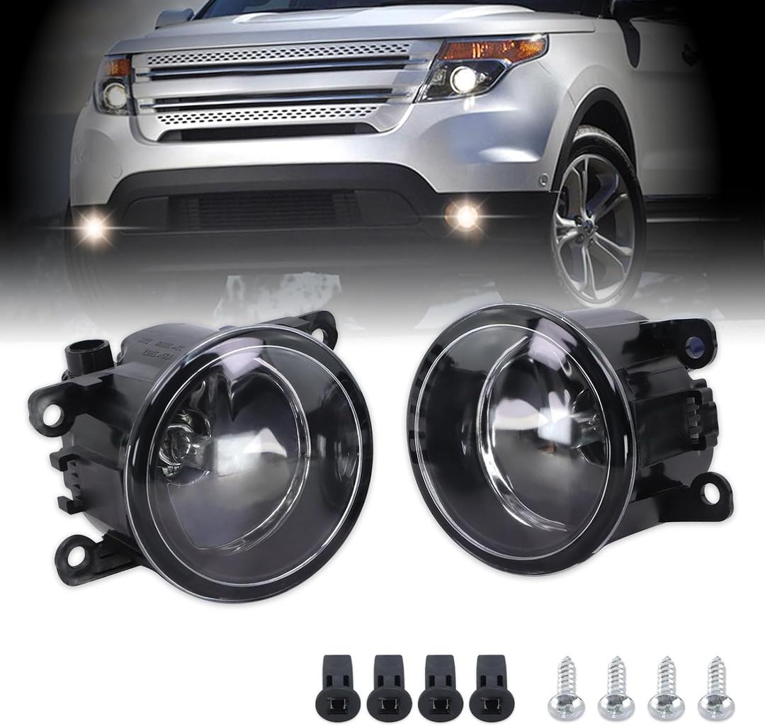 Fog Lights With Bulbs Fits 2011-2015 Explorer，2013-2016 Fusion，2008-2014 Focus,2012-2015 CRV，2015-2017 Fit,2012-2017 Pilot,Fits Nissan Subaru Lincoln Replace#4F9Z-15200-AA（2 PCS）
