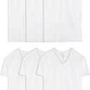 Fruit of the Loom mens Stay Tucked V-neck T-shirt Underwear, Tall Man - White 6 Pack, X-Large US