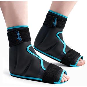 NEWGO Ice Pack Foot Ankle Ice Pack Wrap for Plantar Fasciitis, Foot Surgery Recovery, Hot Cold Therapy Ice Boot for Bunions, Ankle Injury, Swelling, Burning Feet - 2 Pack Black