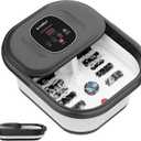 Foot Spa Bath Massager with Heat, Collapsible Foot Massager Spa Soaking Tub with Bubbles, Red Light, Pumice Stone, and Shiatsu Massage Rollers, Pedicure Foot Spa for Relaxation, Gifts (Black)