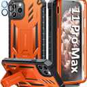 FNTCASE for iPhone 11 Pro Max Case with Built-in Screen Protector Orange
Kickstand, 20FT Military-Grade Drop Protection, Anti-Slip Matte Textured, Rugged Heavy Duty Shockproof TPU Protective Cover