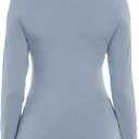 Womens Long Sleeve Turtleneck T-Shirts Casual Lightweight Slim Fit Cozy Base Layer Top (Small, Grey Blue)