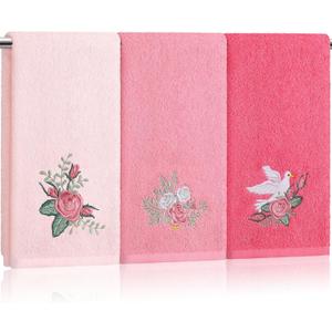 Rose Floral Hand Towels Farmhouse Pink Rose Bathroom Decor 14x29 Inch Embroidered Decorative Cute Summer Flowers Hand Towels Cotton Soft Absorbent Towels for Bathroom Kitchen