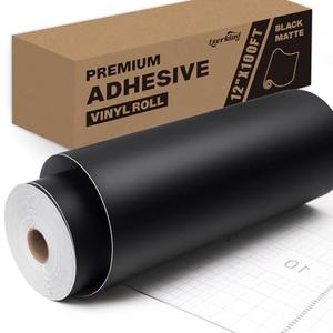Lzerking Permanent Vinyl - 12" x100FT Black Matte Adhesive Vinyl Roll, Compatible with Cricut, Silhouette, Cameo, Craft Die Cutters, Scrapbooking