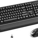 Wireless Keyboard and Mouse Combo with Wrist Rest, 2.4G Full-Sized Keyboard and Mouse Cordless, 3 DPI Adjustable Silent Mouse, Dual-System Keyboard for Computer/Laptop/Windows/Mac (Black)