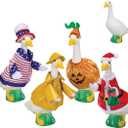 Fox Valley Traders Gaggleville 7" Desktop Goose Figurine with All Seasons Outfit Bundle  Includes 4 Adorable Seasonal Costumes for Spring, Summer, Fall & Winter  Fun Indoor Dcor & Gift Idea