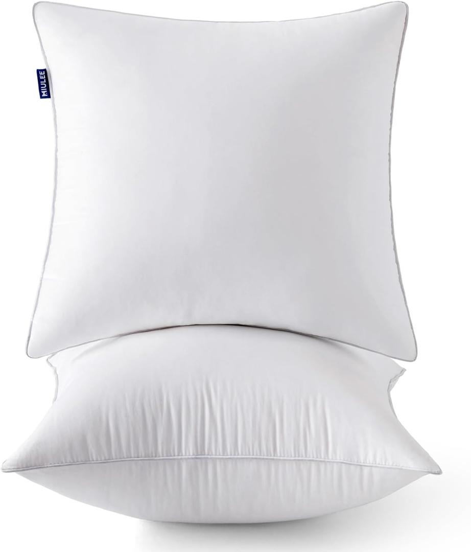 MIULEE 16x16 Pillow Inserts (Set of 2) -Decorative Throw Pillow with 100% Cotton Cover Square for Sofa Couch