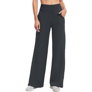 Wide Leg Yoga Pants Women with Pockets High Waist Stretch Casual Sweatpants Comfy Sports Lounge Pants, Small