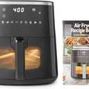 Amazon Basics 4.4-Quart Air Fryer with Easy View Window, 8 Preset Menus, 1400W, Black, 4 QT