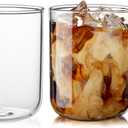 Glass Coffee Mugs, 12 oz iced coffee cups, Clear Tea Cups Set of 2, Glass Mugs with Handles, Glass Cups for Latte, Cappuccino, and Tea