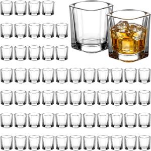60-Pack 2.2oz Heavy Base Square Shot Glasses Bulk,Clear Glass Shooters Set for Tequila,Whiskey,Espresso, Party Favors,Wedding And Birthday Gifts