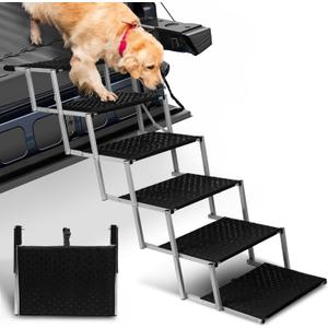 Niubya Dog Ramps for Cars, Portable Folding Dog Stairs for Cars, SUV, Trucks, Lightweight Pet Ramp for Large Dogs with Non-Slip Surface, Reinforced Pet Steps Supports Up to 200 lb, 6 Steps