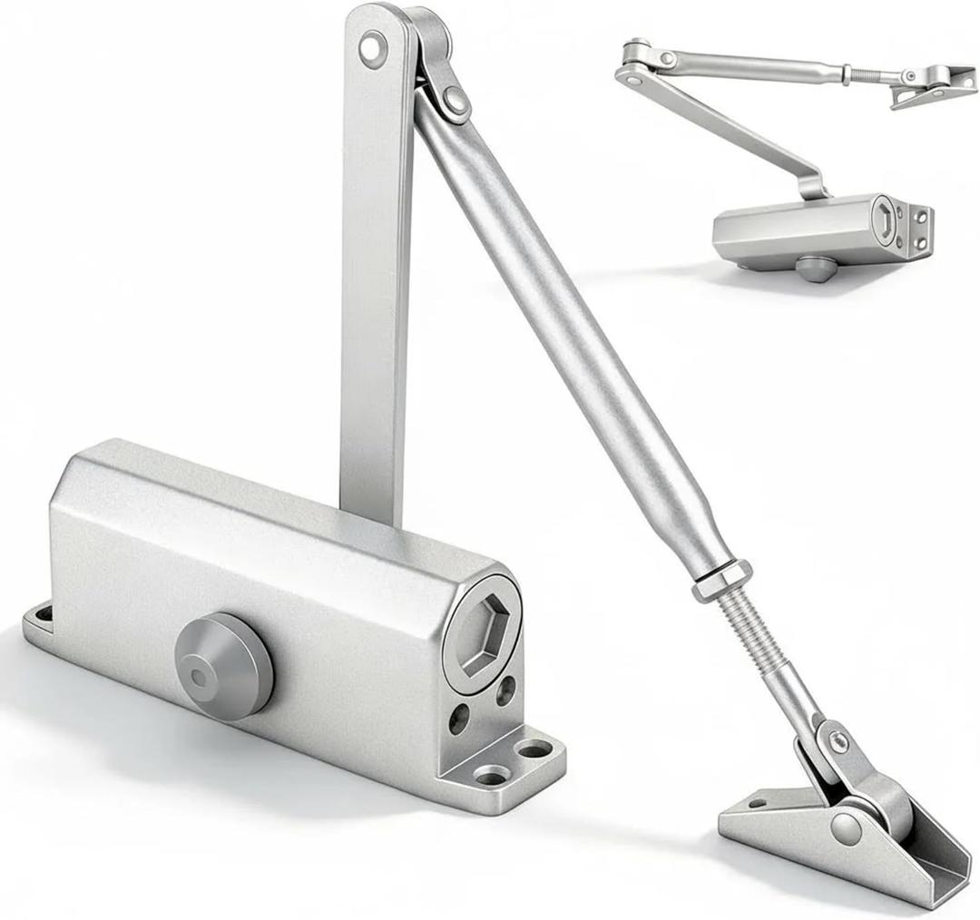 Heavy Duty Automatic Door Closer, Self Closing Hydraulic Door Closer, Soft Close No Slam, Anti Rust Aluminum, Easy DIY Install, Fits 88-143lb Doors 23-43in, for Home & Commercial Use