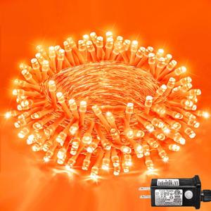 120 LED Christmas Lights Outdoor 40 FT String Lights Indoor Outdoor Clear Wire with 8 Modes, Plug in Waterproof Orange Fairy String Light for Indoor Christmas Thanksgiving Decorations