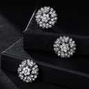 4 Pcs Sliver Rhinestone Buttons Crystal Embellishments for Clothing Jewelry Making DIY Decoration Bottons for Sewing Crafts Wedding Bridal(Button-3)