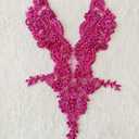 Handmade Rhinestones lace Applique Sewing Beads Crystal Trimming Patches Accessories for Dress Skirt (Rose red)