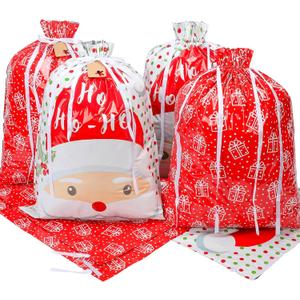 YALTOON 7 Pack Extra Large Drawstring Christmas Gift Bags, Xmas Wrapping Bags for Big Presents, Reusable Large Holiday Bag with Tags