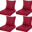 Waterproof Outdoor Chair Cushion Set, Fade and Tear Resistant Patio Furniture Cushions with Removeable Covers, 19x19 Inch, Burgundy, Set of 4