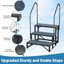 Rv Steps with Handrail 3 Step,Hot Tub Steps with Anti-Slip Mats,Heavy Duty Metal Mobile Home Stairs,Camper Steps for Travel Trailer,Portable Step Ladder for Spa,Pool and Porch
