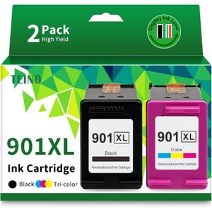 TEINO 901 Ink Cartridges Remanufactured Ink Cartridge Replacement for HP 901 901XL 901 XL use with HP OfficeJet J4680 J4580 4500 J4500 Series J4680c J4624 J4640 J4524 Printers (Black Tri-Color) 901XL