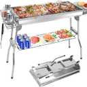 Portable Charcoal Grill, Large Stainless Steel Folding BBQ Grill with Storage Shelf, Foldable Barbecue Grill for Outdoor Cooking Camping Hiking Backyard Garden Picnic Parties Kabob (39x13.4x28 Inch)