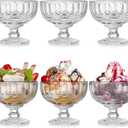 Youeon 6 Pcs Glass Ice Cream Bowls, 12 Oz Large Glass Dessert Bowls, Vintage Footed Sundae Cups Ice Cream Cups for Dessert, Sundae, Trifle, Fruit, Salad, Snack, Cocktail