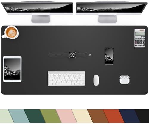 Desk mat Large, Leather Desk Pad Protector, Office Desk Mat, Mouse Pad, Non-Slip Desk Blotter, Laptop Desk Pad, Waterproof Desk Writing Pad for Office & Home (Black,48" x 24")
