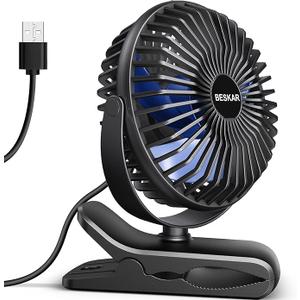 Gaiatop Portable Clip on Fan Battery Operated, Small Powerful 3 Speed Quiet 360 Rotate, USB Rechargeable Mini Personal Cooling Fan for Desk Table Home Office Stroller Camping Women Gifts Black 