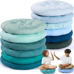 Fumete 12 Pcs Floor Pillows Cushions Seating 15 x 15 Inches Color Round Seat Reading Floor Chair Cushions for Kids Adults Classroom Home School Playing Supplies(Multicolor)