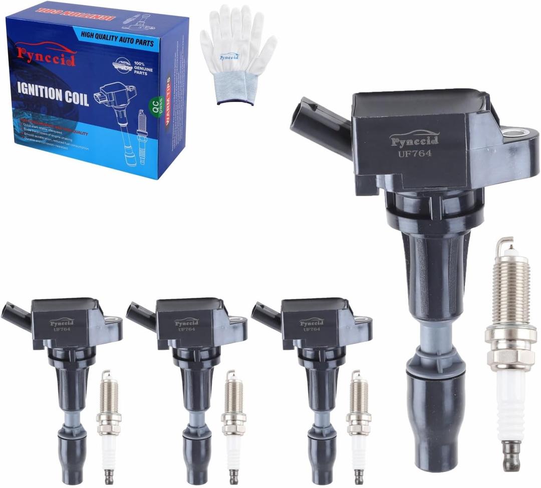 UF764 High-Performance Ignition Coils & Iridium Spark Plugs Set of 4 Compatible with 2015-2019 Hyundai Sonata/Santa Fe/Tucson, Kia Optima/Sorento/Sportage/Stinger (UF764)