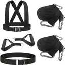 Sled Harness for Pulling, 6pcs Adjustable Shoulder Belt with 2 Rope 6.6ft and 9.8ft Push Equipment for Outdoor Indoor Full Body Workout to Improve Strength Agility Focus Men and Women