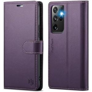 FLIPALM Wallet Case for Samsung Galaxy S21 Ultra, RFID Blocking Credit Card Holder, PU Leather Folio Flip Kickstand Protective Shockproof Cover for Samsung S21 Ultra (Purple)