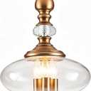 Vintage Kitchen Island Pendant Light Antique Brushed Brass Glass Chandelier for Living Room Dining Room Bedroom, W 11.8 in. H 23.6 in.