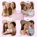 YOOLIFE Birthday Gifts for Mom Daughter Initial Makeup Bag for Women Travel Toiletry Bag Pink Cosmetic Bags Teen Girl Gift Personalized Birthday Gifts for Mom Teacher Sister Daughter A