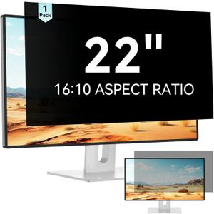 Mamol 22 Inch Privacy Screen Filter for 16:10 Aspect Ratio Widescreen Monitor - Removable Anti Glare Blue Light Filter, Anti-Scratch Privacy Protector Film, Computer Screen Privacy Shield 22 Inch