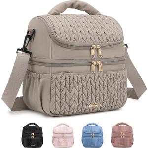 Breastmilk Cooler Bag - Large Capacity 12L & 10-Hour Insulated Bottle Cooler Bag with Detachable Divider for Tall Baby Bottles | Dual Deck Lunch Box for Women | Breast Pump Bags for Work, Khaki
