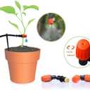 MSDADA Greenhouse Drip Irrigation Kit, 50ft Garden Automatic Irrigation System, 1/4" Blank Distribution Tubing Hose Adjustable Nozzle, Plant Watering System for Garden, Patio, Flower Bed, Lawn
