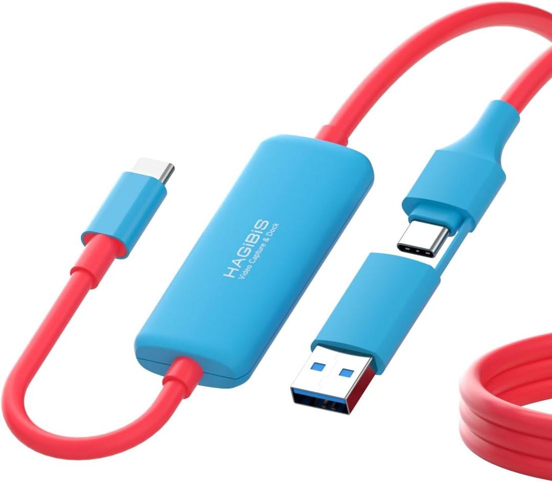 Hagibis USB3.0 Video Capture Card, All in One USB C to USB A/USB C 1080P@60fps Live and Record Video Audio Game for Car Quest 3 VR Switch PS4/5 ROG Ally Steam Deck (SWC11)