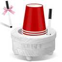 Honeydak Wooden Cup Holder with Marker Slot Cup Dispenser Party Round Organizer for Party Decoration Bathroom Kitchen Showers Picnic Housewarming Couples Gift Social Gathering(Classic Style)