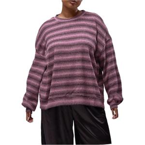 MakeMeChic Women's Winter Plus Size Striped Sweater Long Sleeve Crew Neck Knitted Pullovers, Size 4XL