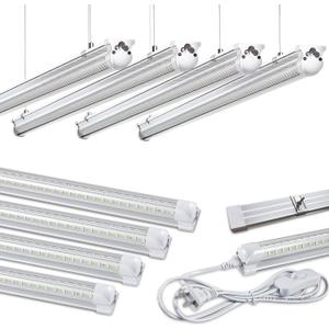 Skymoatled 8Pack 4FT LED Shop Light Garage Lights,50W 6000K 7500LM White Light,Hanging/Surface Mount,T8 4FT Tube Lamp for Warehouse Workshop Basement,Linkable LED Shop Lights,Plug and Play