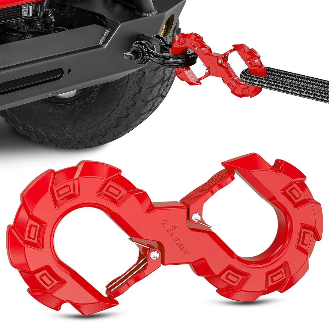 Nilight Quick Release S-Tow Shackle Hook  Heavy Duty Off-Road Recovery Hook, Fits Winch Rope & Recovery Strap, 11,000 LBS Working Load, for Jeep, SUV, ATV, Trailers, Forged Steel, Red