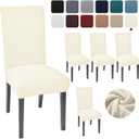 Dining Chair Covers Set of 4 Chair Seat Cover for Dining Room Kitchen, Parsons Chair Covers Dining Chair Slipcover (Cream, 4)